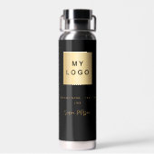 黒い金ゴールド会社のロゴの署名名 ウォーターボトル (背面)