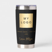 黒い金ゴールド会社のロゴの署名名 保温保冷タンブラー (正面)