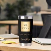 黒い金ゴールド会社のロゴの署名名 保温保冷タンブラー