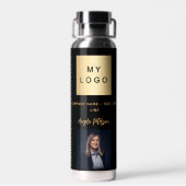 黒い金ゴールド会社のロゴ名の署名の写真 ウォーターボトル (背面)