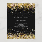 黒い金ゴールド写真の予算の誕生日の招待 (正面)