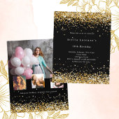 黒い金ゴールド写真の予算の誕生日の招待