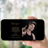 黒い金ゴールド写真の卒業サンキューカード 招待状