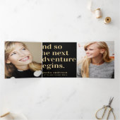 黒い金ゴールド写真を折り畳んだ卒業発表 三つ折り招待状 (内部)