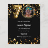 黒い金ゴールド写真スター70th誕生日の招待 (正面)