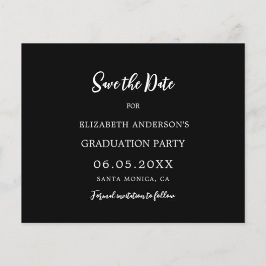 黒い金ゴールド写真卒業パーティー日付を保存 (裏面)