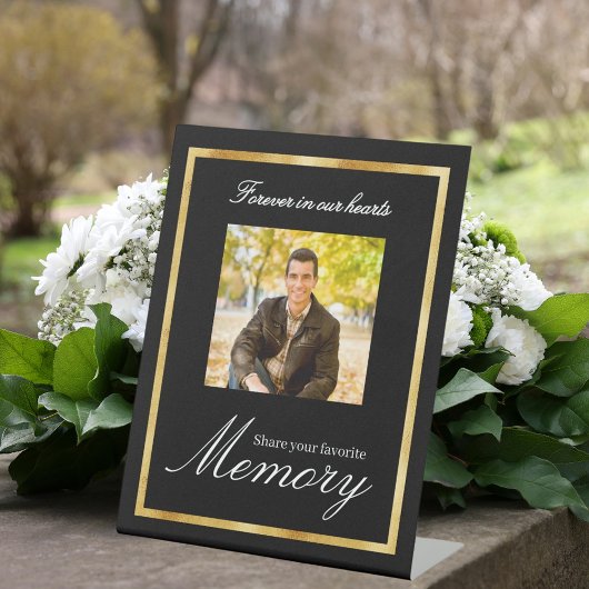 黒い金ゴールド写真記念共有Aメモリ 台座サイン