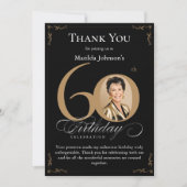 黒い金ゴールド写真60番目の誕生日サンキューカード 招待状 (正面)