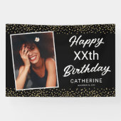 黒い金ゴールド写真Any Ageハッピーバースデー 横断幕 (横)