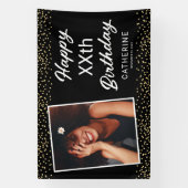 黒い金ゴールド写真Any Ageハッピーバースデー 横断幕 (縦)