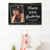 黒い金ゴールド写真Any Ageハッピーバースデー 横断幕 (インサイチュ)