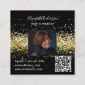 黒い金ゴールド写真qrコード スクエア名刺 (裏面)