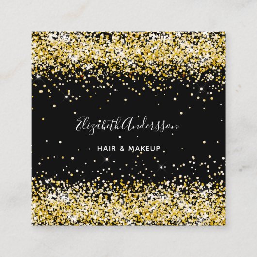 黒い金ゴールド写真qrコード スクエア名刺 (正面)