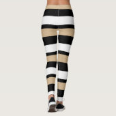 黒い金ゴールド及び白い横ストライプの レギンス (裏面)