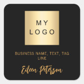黒い金ゴールド名の署名のビジネスロゴ スクエアシール (正面)
