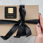 黒い金ゴールド名の署名のビジネスロゴ スクエアシール