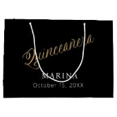 黒い金ゴールド名スクリプトキンセアニェラ ラージペーパーバッグ (裏面)