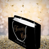 黒い金ゴールド名スクリプト21歳の誕生日 ラージペーパーバッグ