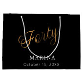 黒い金ゴールド名スクリプト40th birthday ラージペーパーバッグ (裏面)