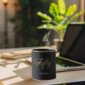 黒い金ゴールド名スクリプト50th birthday マグカップ