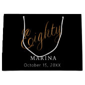 黒い金ゴールド名スクリプト80th birthday ラージペーパーバッグ (正面)