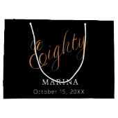 黒い金ゴールド名スクリプト80th birthday ラージペーパーバッグ (裏面)