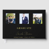 黒い金ゴールド名スクリプトphoto卒業 ゲストブック (正面)