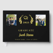 黒い金ゴールド名スクリプトphoto卒業 ゲストブック (正面)