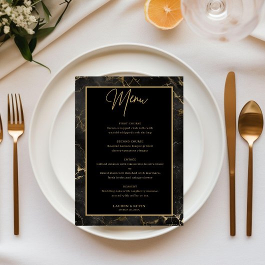 黒い金ゴールド大理石瑪瑙メニューカード