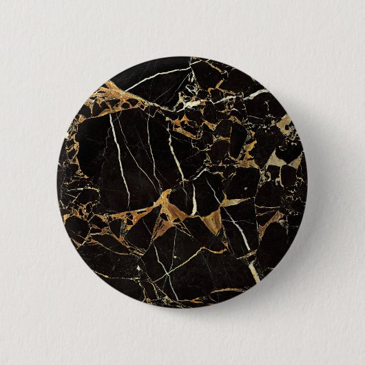 黒い金ゴールド大理石 – ADD文字もし希望 缶バッジ (正面)