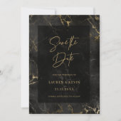 黒い金ゴールド大理石agate日付を保存 招待状 (正面)