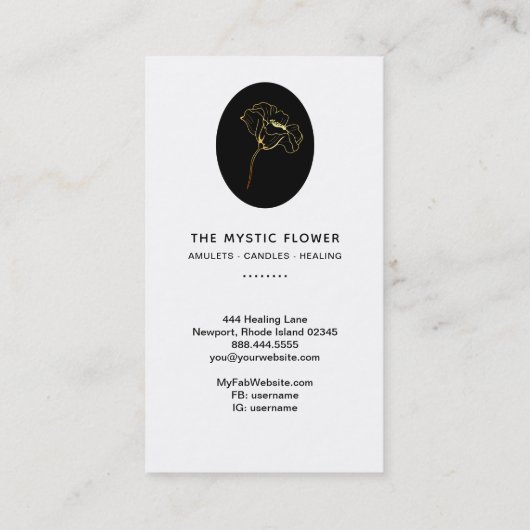 *~*黒い金ゴールド宇宙星神秘の花 名刺 (裏面)