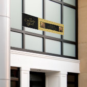 黒い金ゴールド弓2フォトおめでとうグラッドパーティーバナー 横断幕 (ビルの外側)