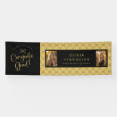 黒い金ゴールド弓2フォトおめでとうグラッドパーティーバナー 横断幕 (横)