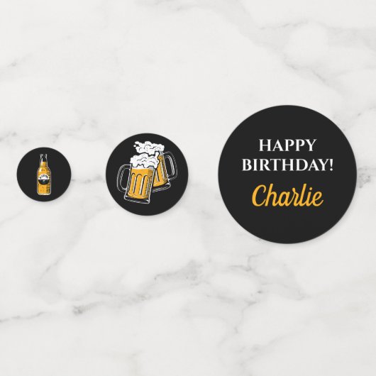 黒い金ゴールド応援とビール任意の年齢誕生日 コンフェッティ (正面)