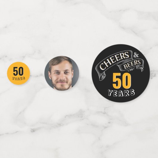 黒い金ゴールド応援とビール任意の年齢誕生日 コンフェッティ (裏面)