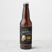 黒い金ゴールド応援とビール任意の年齢誕生日 ビールラベル (正面)