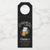 黒い金ゴールド応援とビール任意の年齢誕生日 ボトルネックタグ (正面)