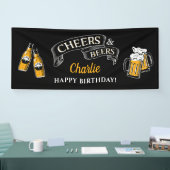 黒い金ゴールド応援とビール任意の年齢誕生日 横断幕 (トレードショー)