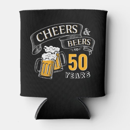黒い金ゴールド応援とビール任意の年齢誕生日 缶クーラー (正面)