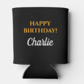 黒い金ゴールド応援とビール任意の年齢誕生日 缶クーラー (裏面)