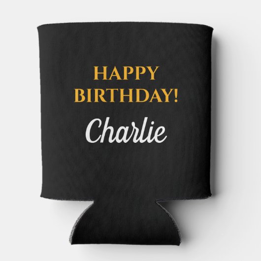 黒い金ゴールド応援とビール任意の年齢誕生日 缶クーラー (裏面)