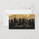 黒い金ゴールド感謝していが滴る結婚グリッター ノートカード (正面)