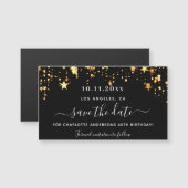 黒い金ゴールド星の誕生日は日付磁石を保存 (正面/裏面)