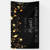 黒い金ゴールド星の誕生日へようこそ 横断幕 (縦)