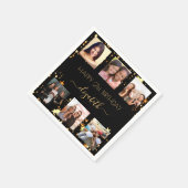 黒い金ゴールド星写真コラージュ誕生日 スタンダードカクテルナプキン (角)
