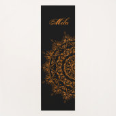 黒い金ゴールド曼荼羅の背景 ヨガマット (正面)