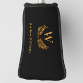 黒い金ゴールド月桂樹の名前monogram ゴルフヘッドカバー (回転90)