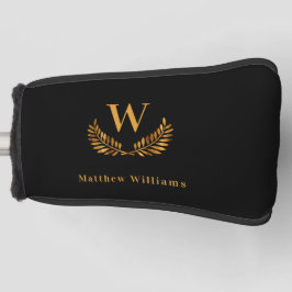黒い金ゴールド月桂樹の名前monogram ゴルフヘッドカバー