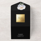 黒い金ゴールド牡丹フローラ結婚の花の贅沢 オールインワン招待状 (外側)